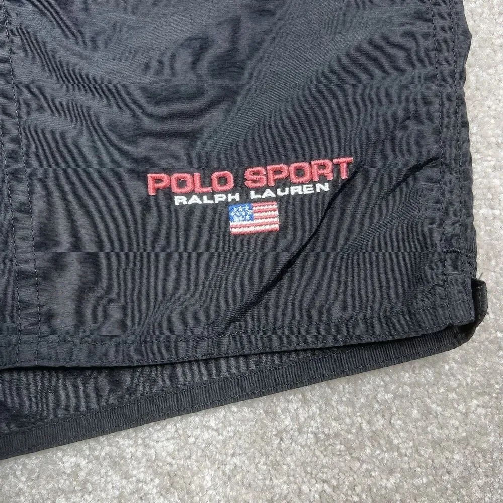 Vintage Polo Sport Ralph Lauren Swimming Shorts‎ Mens Large Black Trunks Lined